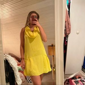 Zara Yellow Mini Swing Cocktail Dress